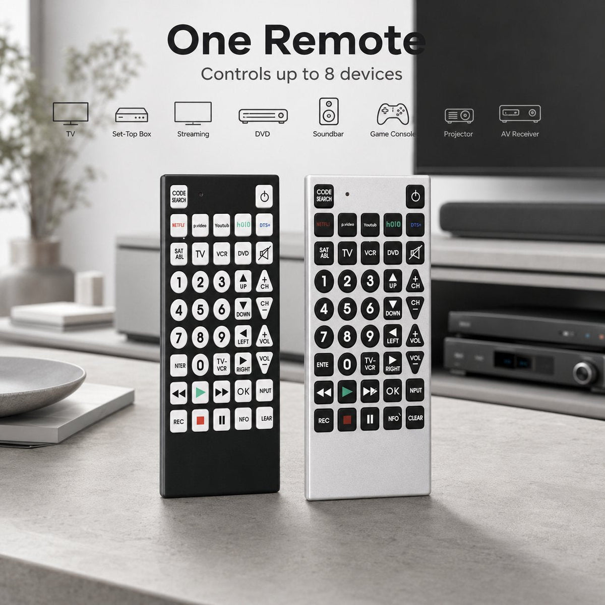 📺 Illuminated Key Universal TV Remote