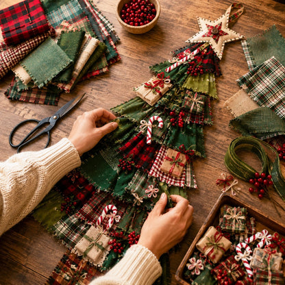 🎄 DIY Oversized Patchwork Christmas Tree Door Hanging Kit – 51" Holiday Craft ✨