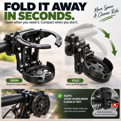 🚴 Foldable 360° Rotating Bike Cup Holder – Adjustable Space-Saving Drink Mount