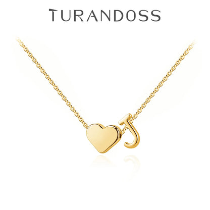 Turandoss Initial Heart Necklace for Women, Gold
