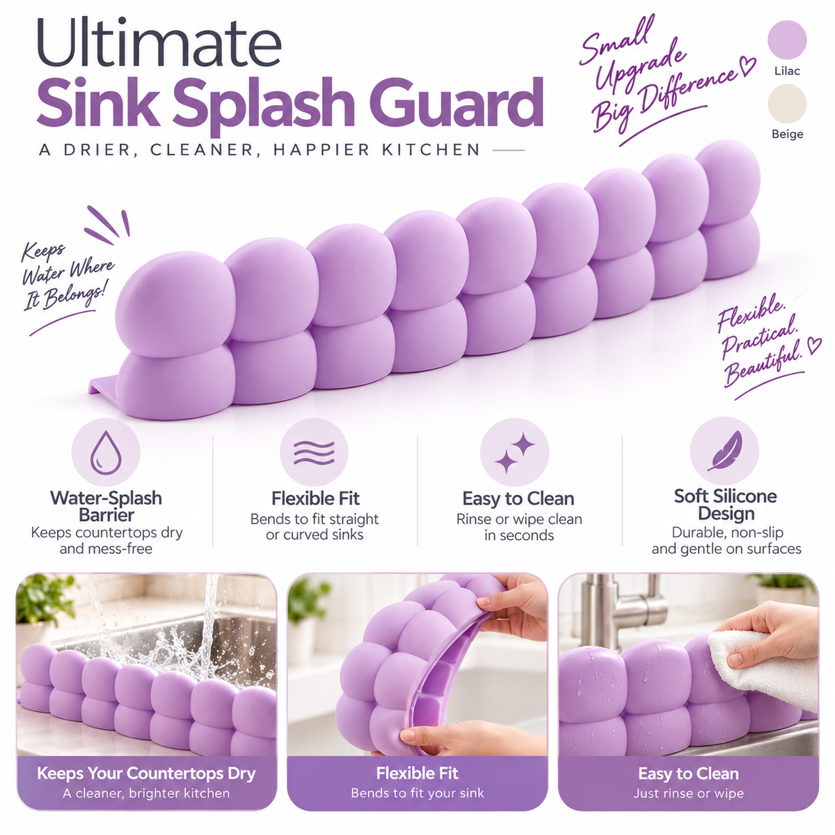 ✨Last Day 49% OFF ✨Dopamine Silicone Sink Splash Guard
