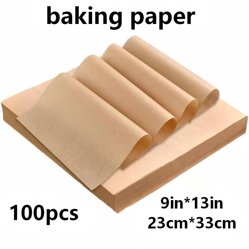 100 Pcs Nonstick Silicone Coated Parchment Baking Oil Sheets, 2 Sizes