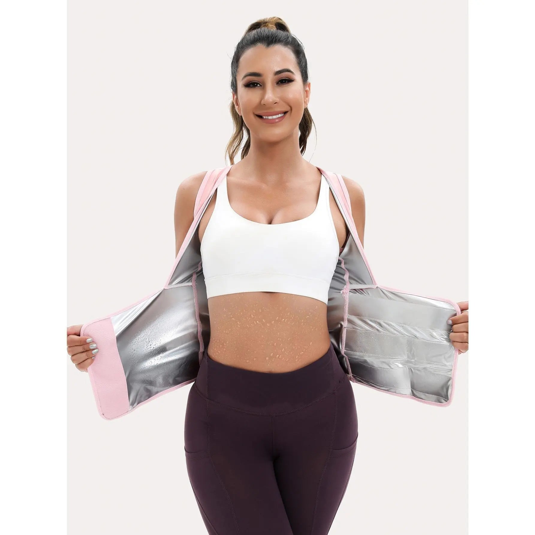 Women's Zip-Up Sauna Sweat Vest Compression Top Gym