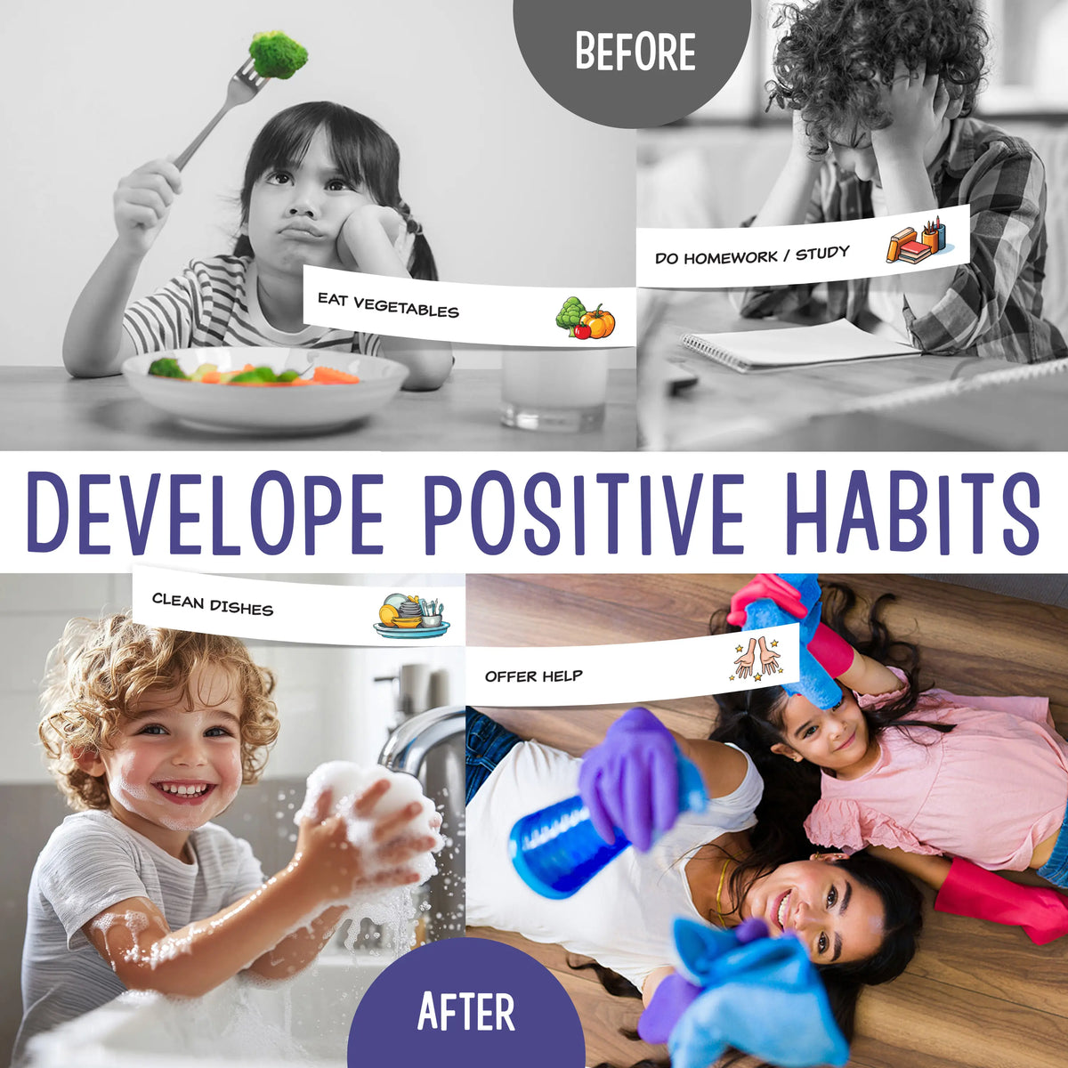 Daily Routine Chart for Kids - Back to School Chores & Visual Schedule