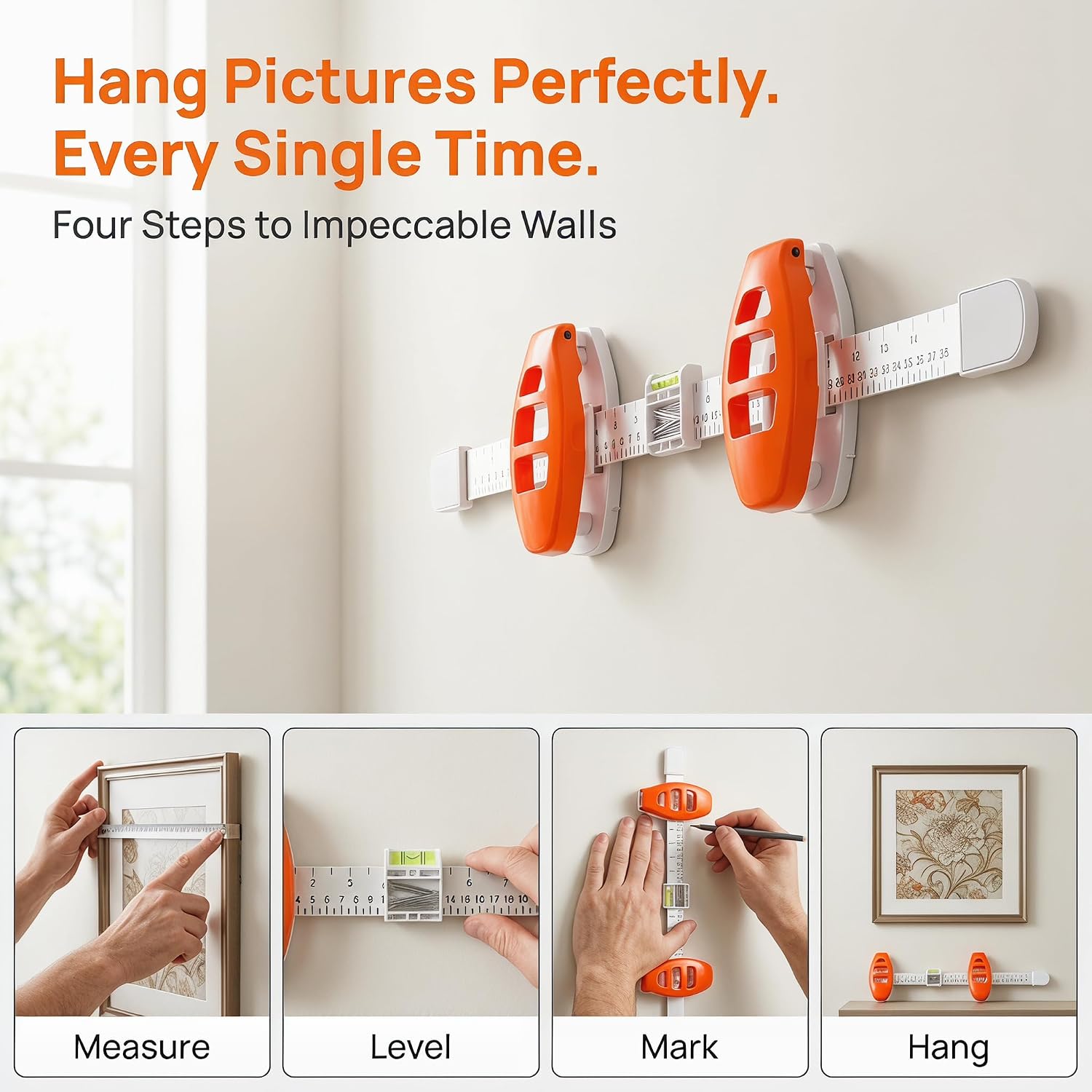 🛠️ 3-in-1 Picture Hanging Tool | Hammer-Free Magnetic Nail System with Level