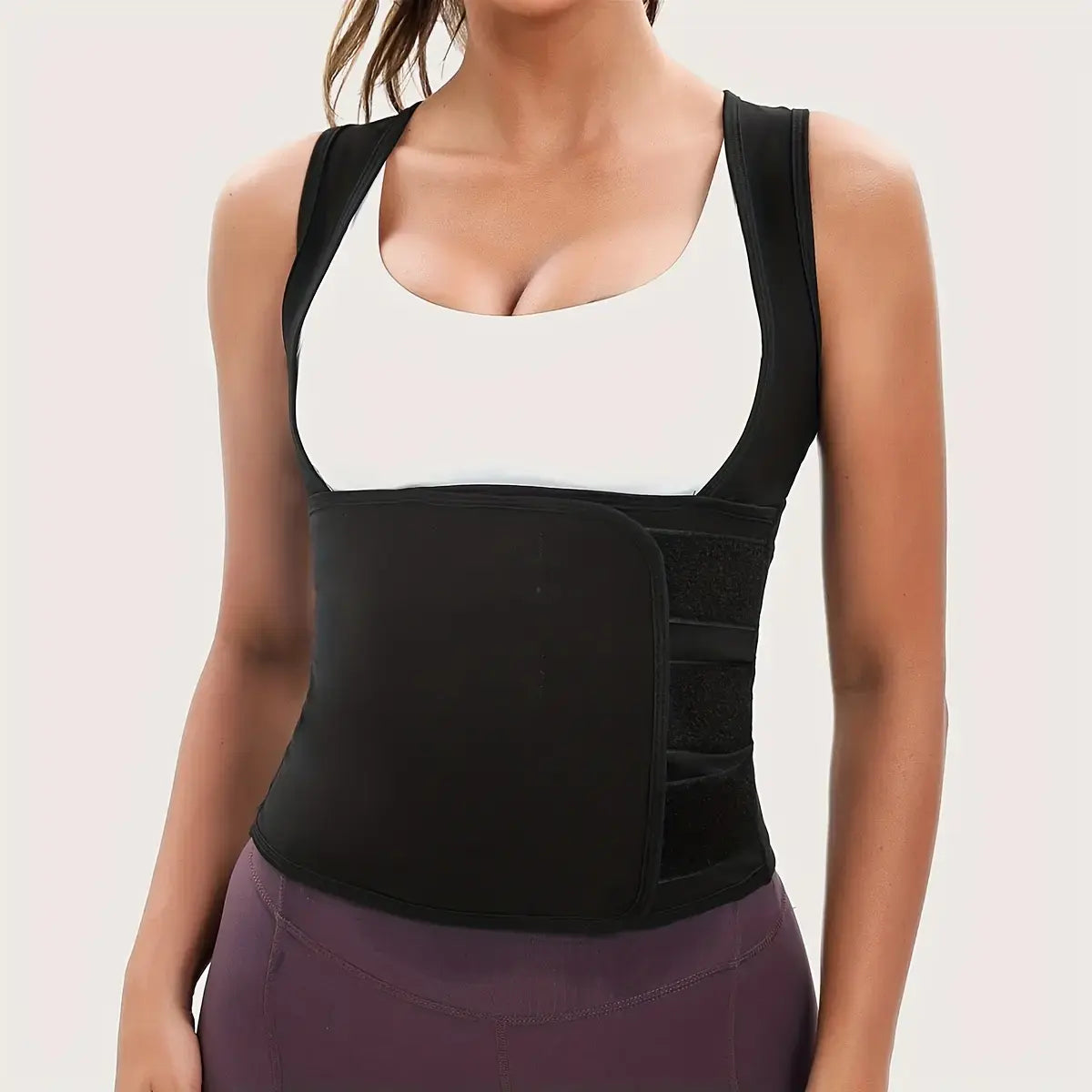 Women's Zip-Up Sauna Sweat Vest Compression Top Gym