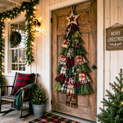 🎄 DIY Oversized Patchwork Christmas Tree Door Hanging Kit – 51" Holiday Craft ✨