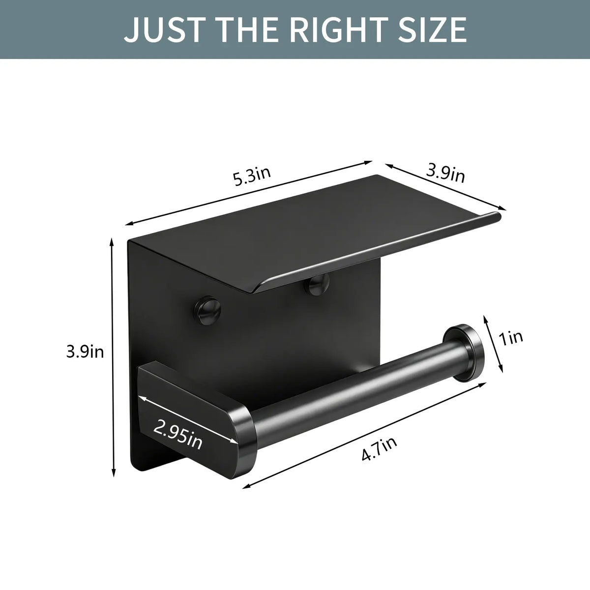 DGAPHRO Black Stainless Steel Toilet Paper Holder with Shelf for Bathroom and Kitchen