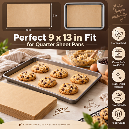 100 Pcs Nonstick Silicone Coated Parchment Baking Oil Sheets, 2 Sizes