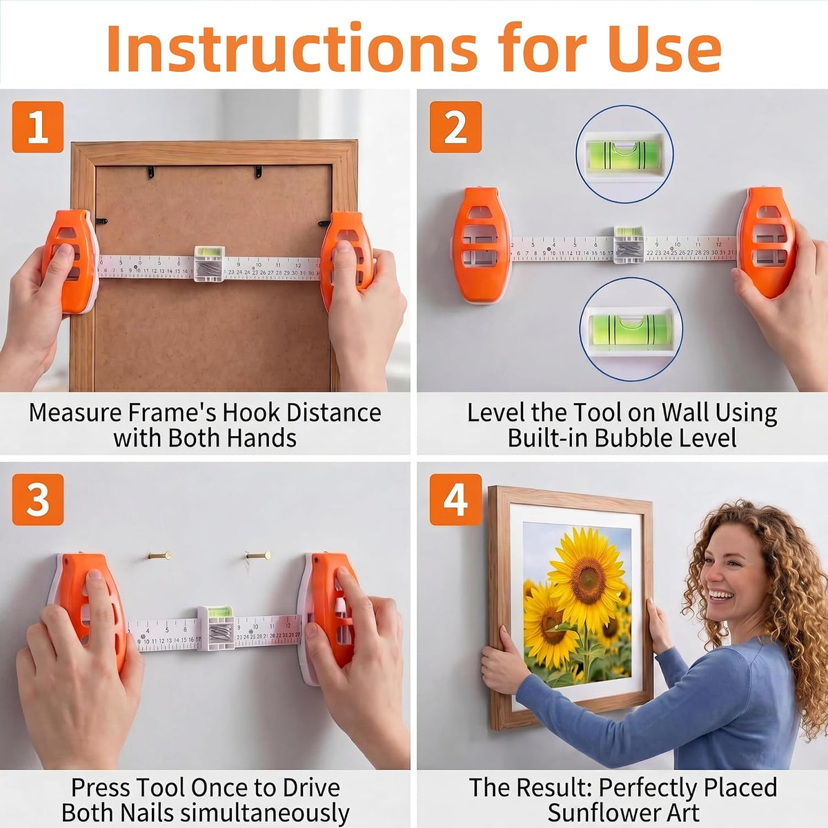 🛠️ 3-in-1 Picture Hanging Tool | Hammer-Free Magnetic Nail System with Level