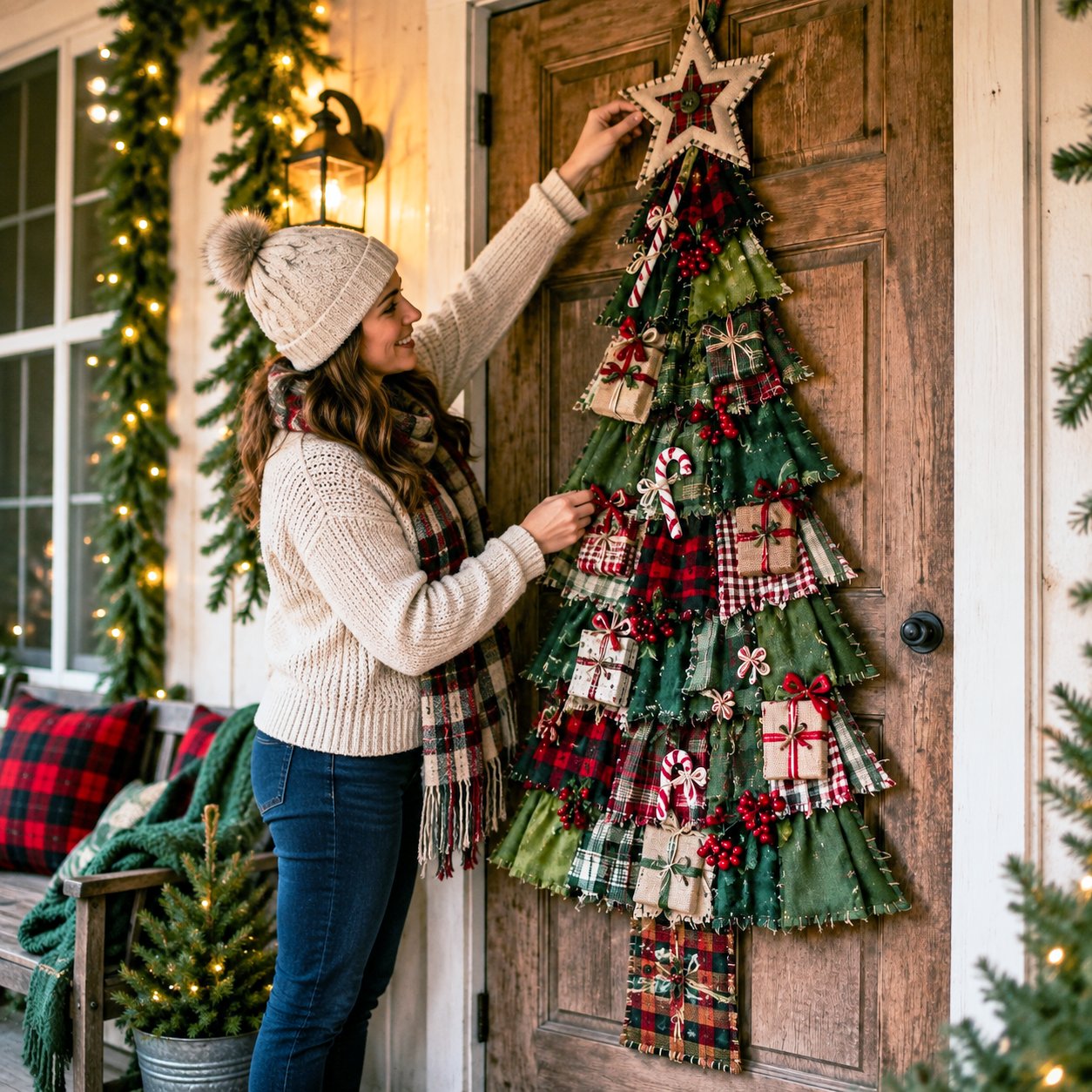 🎄 DIY Oversized Patchwork Christmas Tree Door Hanging Kit – 51" Holiday Craft ✨