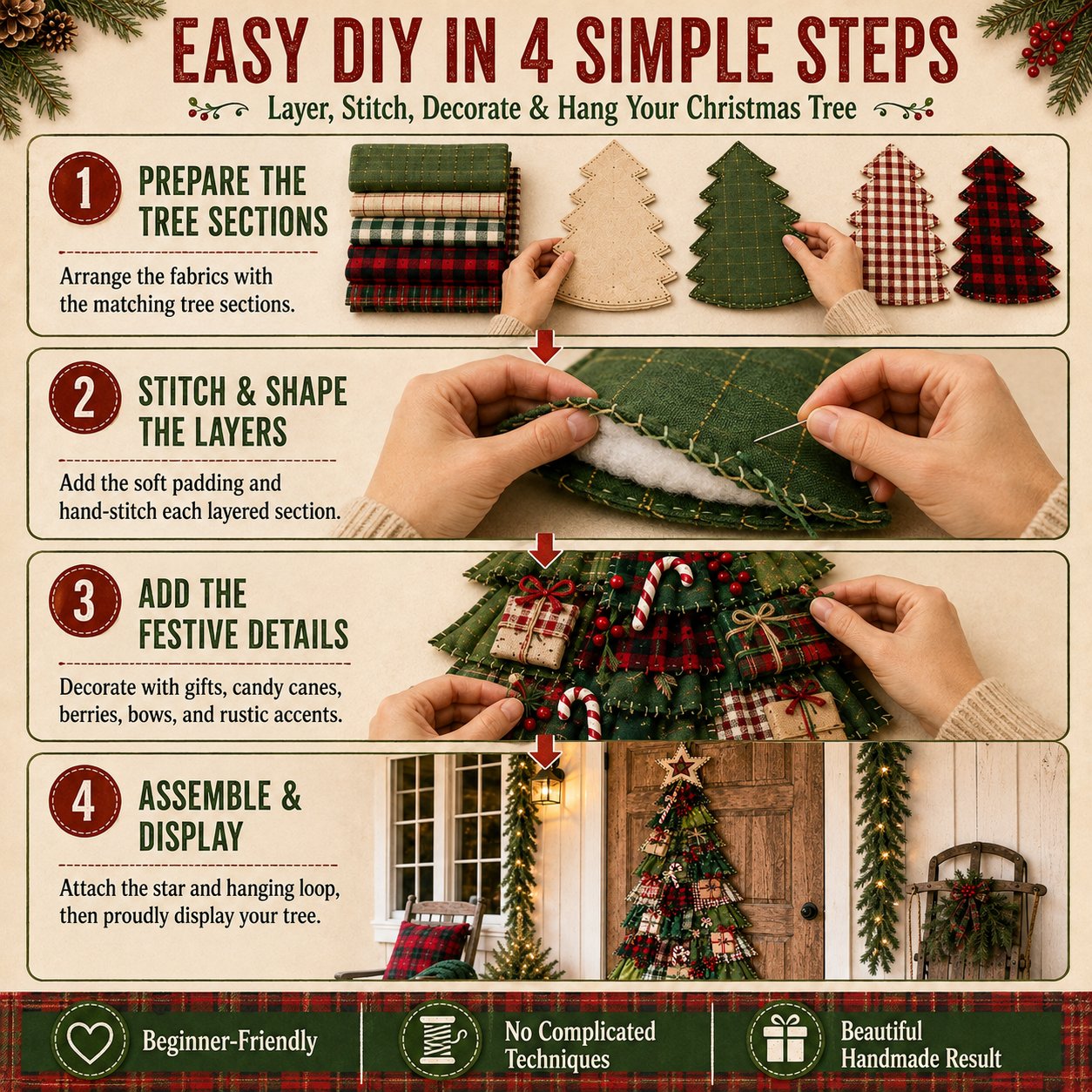 🎄 DIY Oversized Patchwork Christmas Tree Door Hanging Kit – 51" Holiday Craft ✨