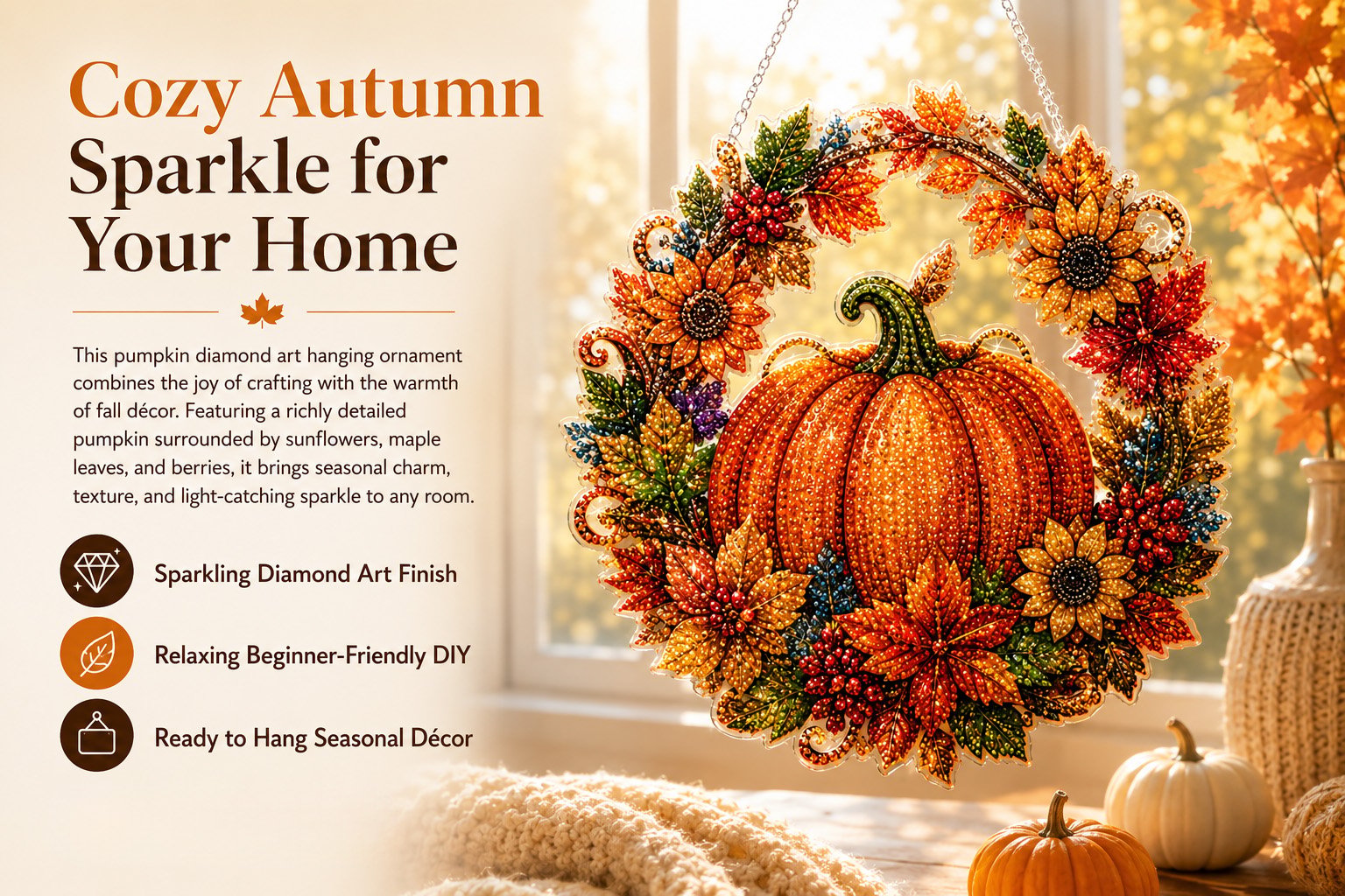 ✨ Seasonal Diamond Art Hanging Ornament Collection |DIY Holiday Craft Kit