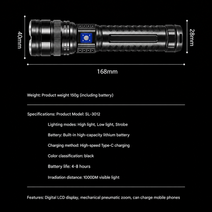 Hoodink 2-in-1 Portable Strong Flashlight Power Bank - USB Port