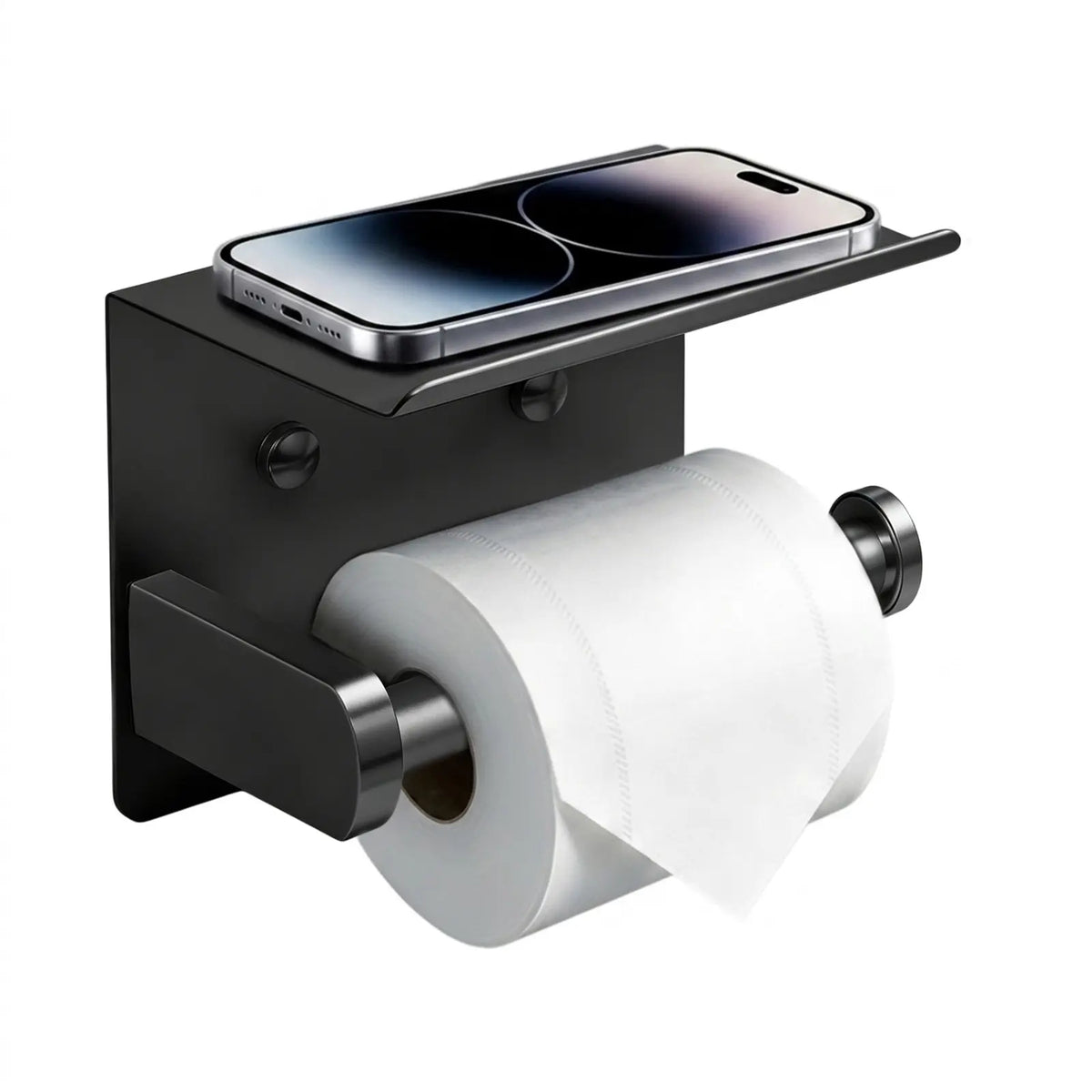 DGAPHRO Black Stainless Steel Toilet Paper Holder with Shelf for Bathroom and Kitchen