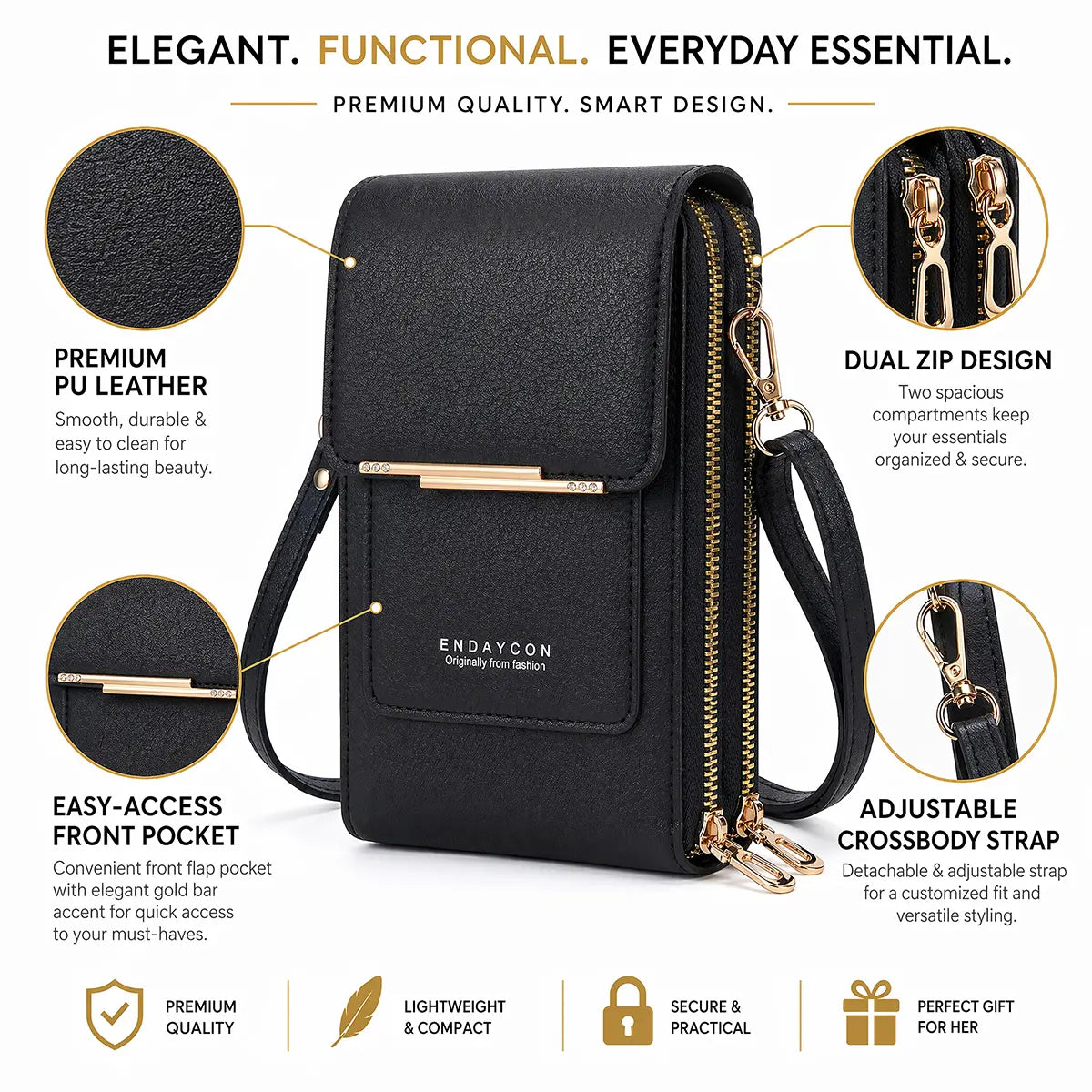 Women's Minimalist Touchscreen Crossbody Phone Wallet Bag - Multi-Color, Water-Resistant