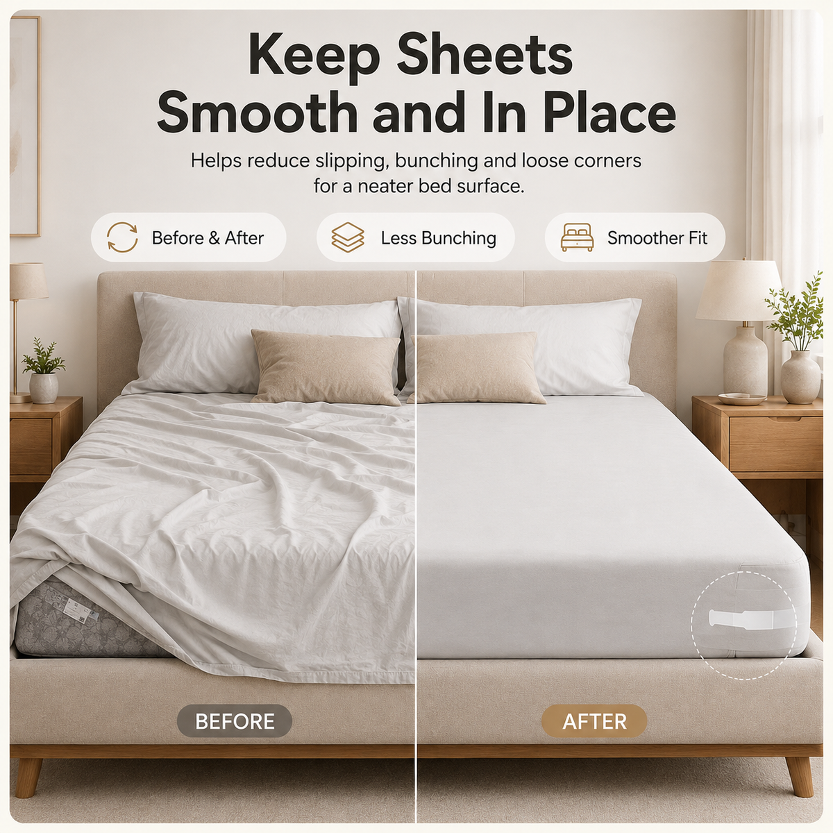 🛏️Bed Sheet Corner Fastener | 4-Piece Set for Smoother, Tidier Beds