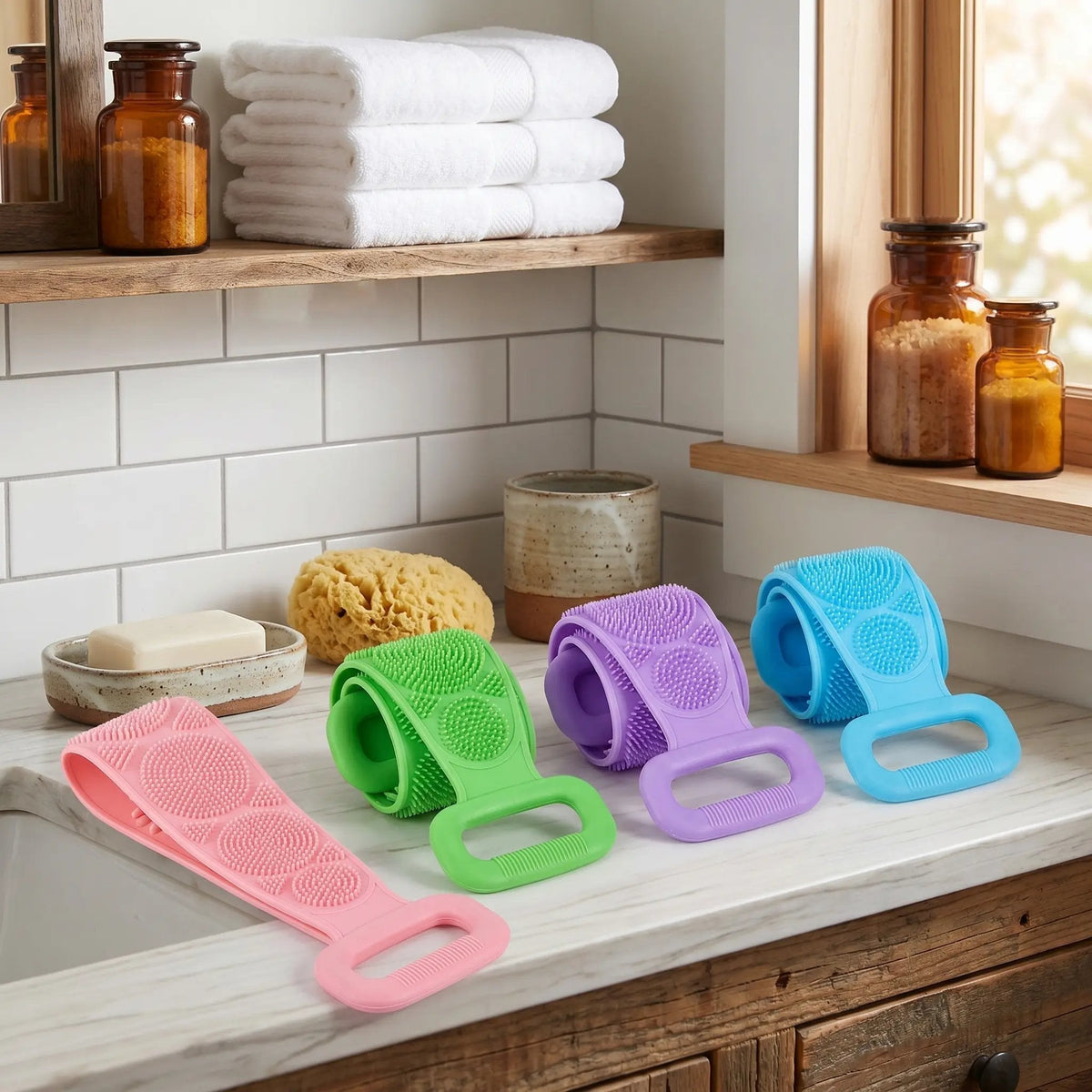 Silicone Bath Brush – Double-Sided Exfoliating Back Scrubber
