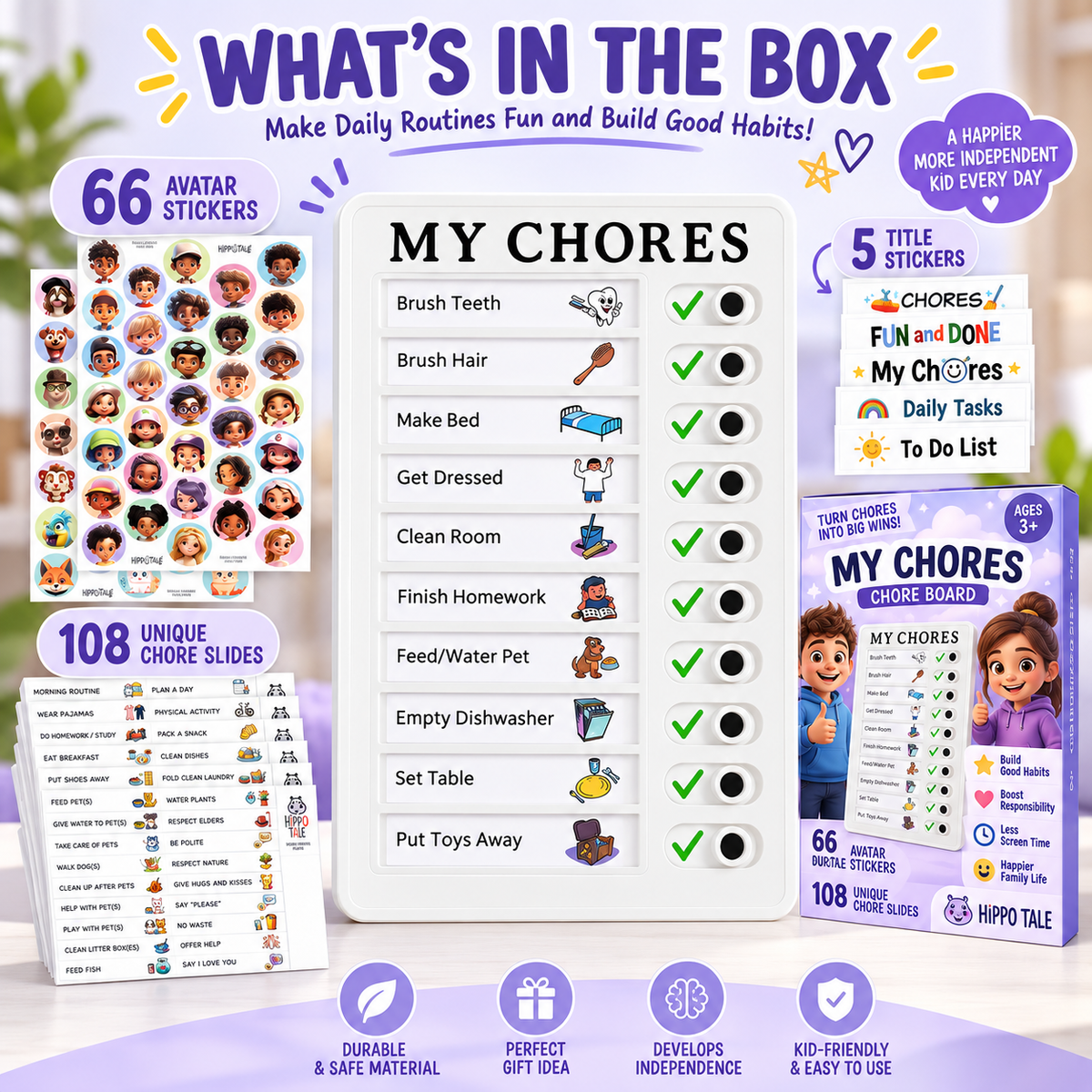 Daily Routine Chart for Kids - Back to School Chores & Visual Schedule