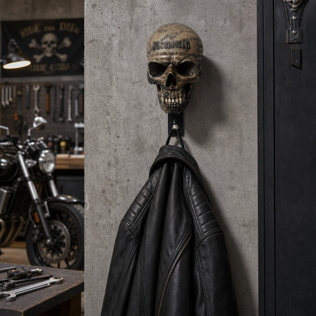 💀 Motorcycle Skull Helmet Holder – Garage Display Wall Mount