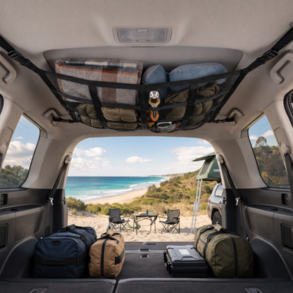 Upgrade Car Ceiling Cargo Net Pocket, Double-Layer Car Roof Storage Organizer